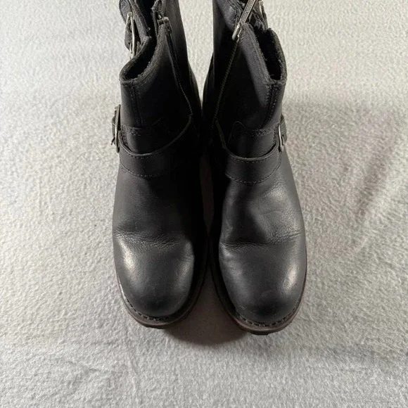 Women's Harley Davidson Black Leather Buckle Motorcycle Boots Biker Grunge 7 - Picture 3 of 7